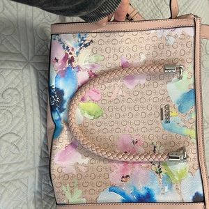 Guess pink floral tote